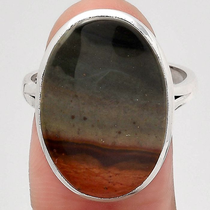 Natural Polygram Jasper Ring size-8.5 SDR139710 R-1005, 15x21 mm