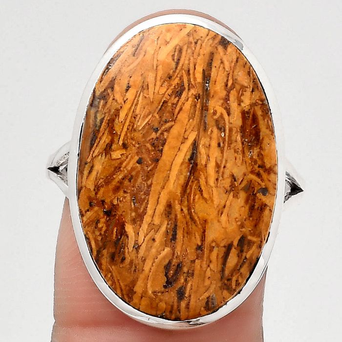 Natural Coquina Fossil Jasper - India Ring size-9 SDR139770 R-1005, 16x24 mm