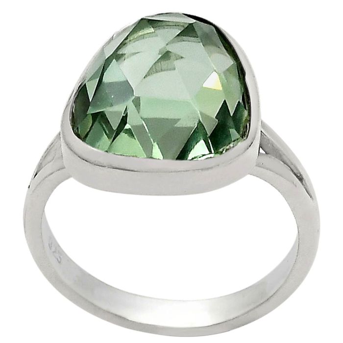 Faceted Lab Created Prasiolite Ring size-7 SDR139784 R-1005, 12x14 mm