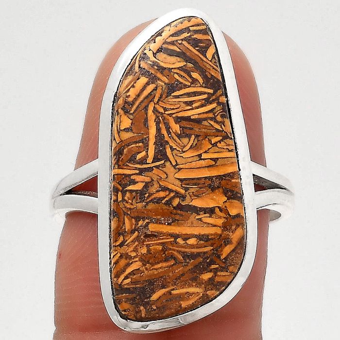 Coquina Fossil Jasper - India Ring size-7.5 SDR139839 R-1005, 11x24 mm