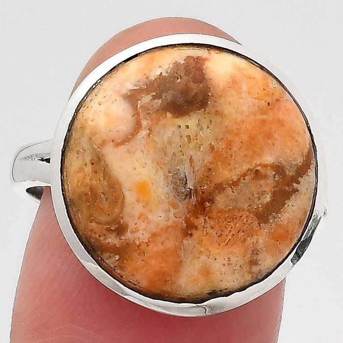 Natural Coral Jasper Ring size-8.5 SDR140000 R-1005, 16x16 mm