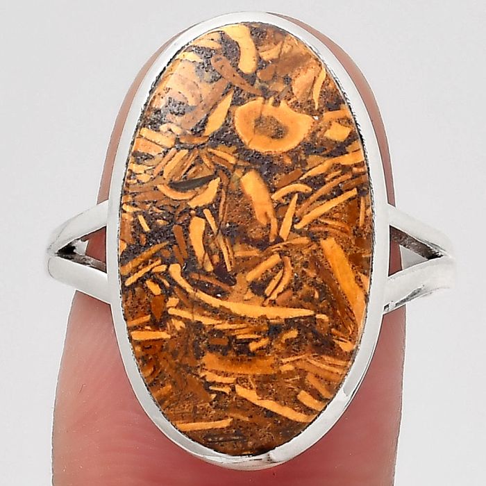 Natural Coquina Fossil Jasper - India Ring size-8 SDR140012 R-1005, 12x21 mm