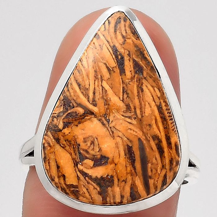 Coquina Fossil Jasper - India Ring size-7.5 SDR140062 R-1005, 15x21 mm