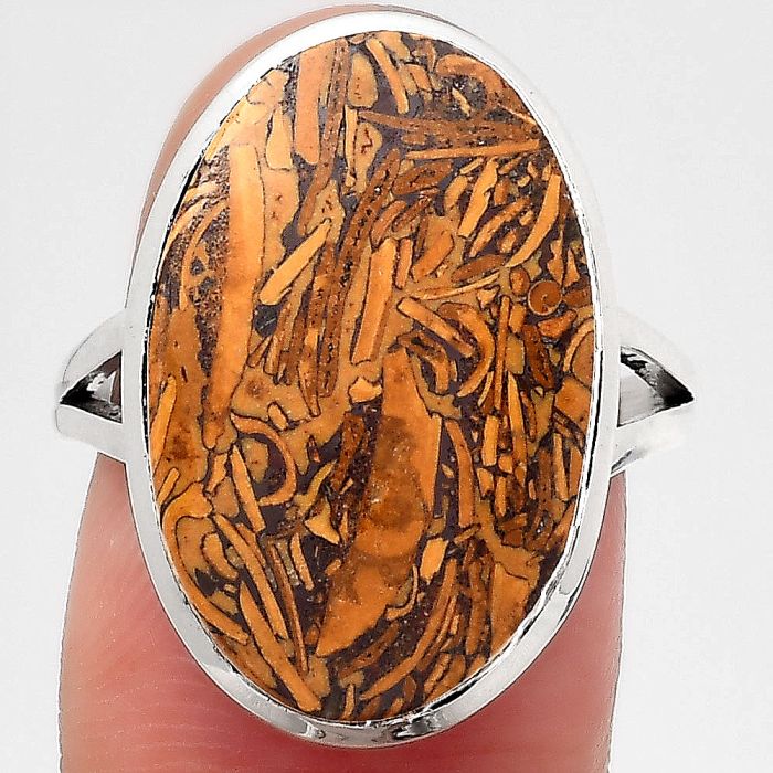 Coquina Fossil Jasper - India Ring size-7.5 SDR140104 R-1005, 14x21 mm