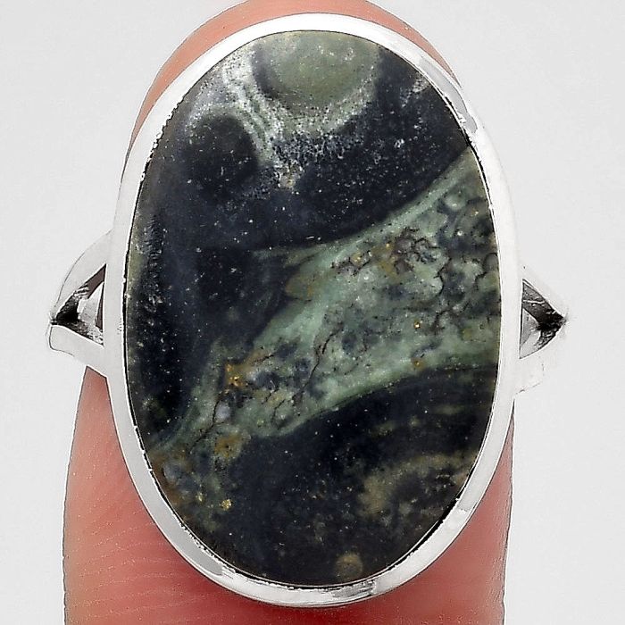 Natural Star Galaxy Jasper Ring size-7.5 SDR140134 R-1005, 14x21 mm