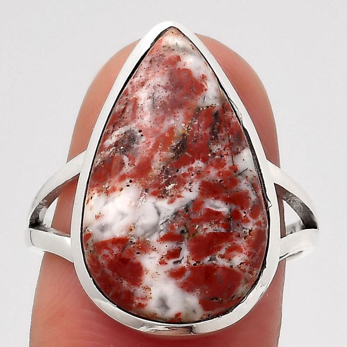 Natural Rosetta Picture Jasper Ring size-8 SDR140161 R-1005, 13x20 mm