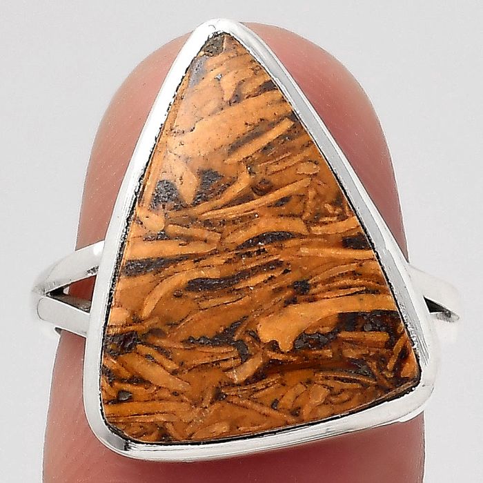 Natural Coquina Fossil Jasper - India Ring size-7 SDR140312 R-1005, 14x18 mm