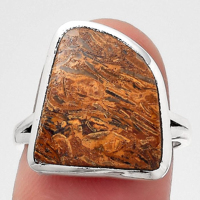 Natural Coquina Fossil Jasper - India Ring size-7 SDR140314 R-1005, 14x16 mm