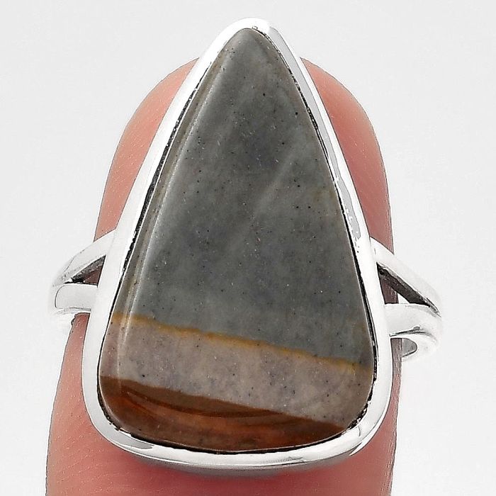 Natural Polygram Jasper Ring size-7 SDR140339 R-1005, 13x21 mm