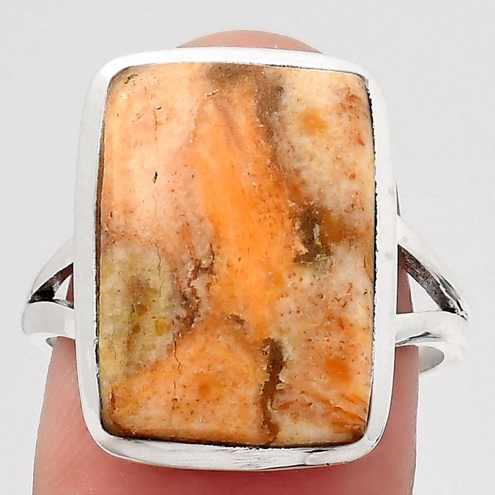 Natural Coral Jasper Ring size-8 SDR140431 R-1005, 12x17 mm