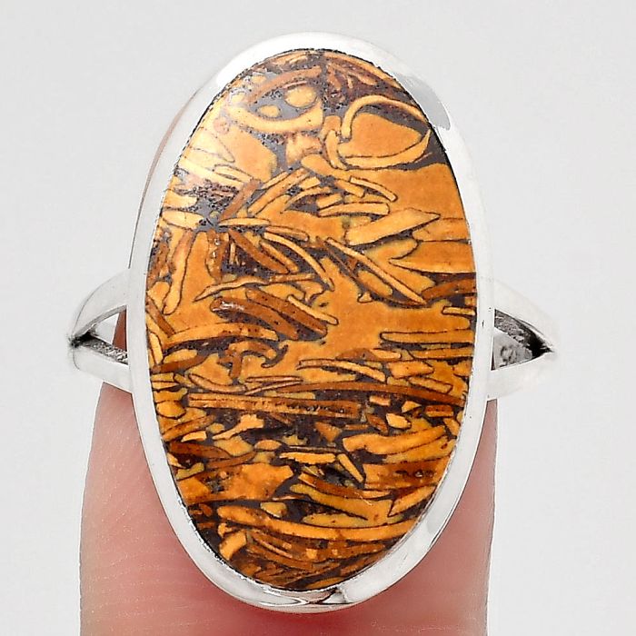 Natural Coquina Fossil Jasper - India Ring size-8 SDR140483 R-1005, 13x23 mm