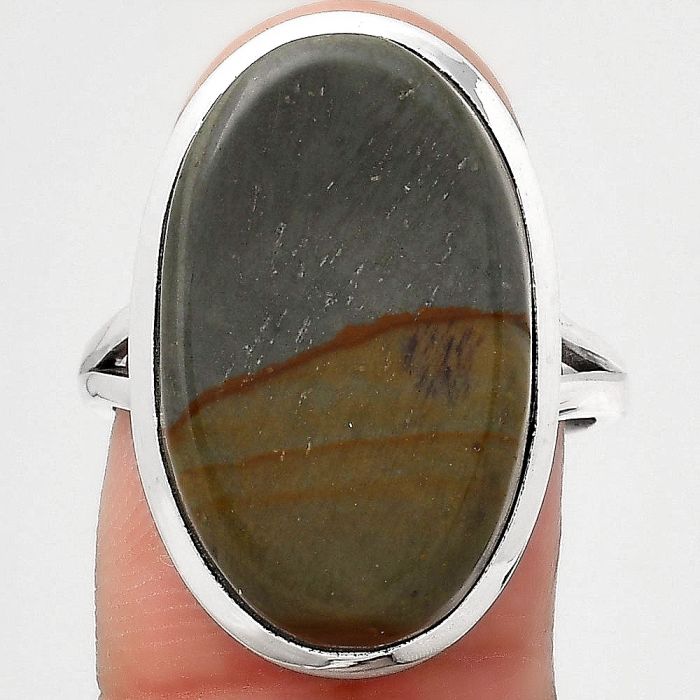 Natural Polygram Jasper Ring size-8 SDR140505 R-1005, 14x22 mm