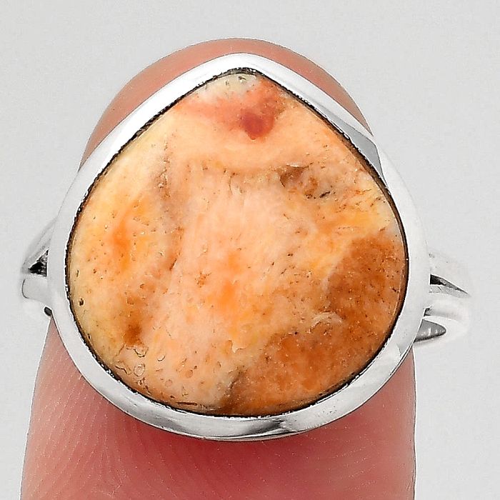 Natural Coral Jasper Ring size-7.5 SDR140594 R-1005, 14x15 mm