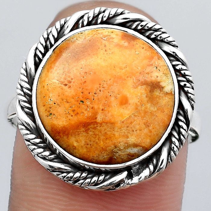 Natural Coral Jasper Ring size-9.5 SDR140897 R-1013, 14x14 mm