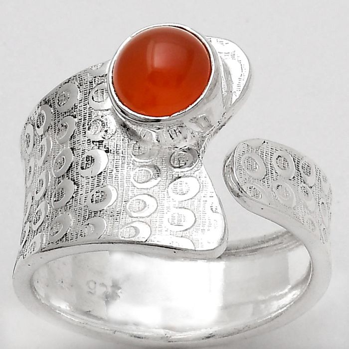 Adjustable - Natural Carnelian Ring size-8 SDR141277 R-1381, 7x7 mm