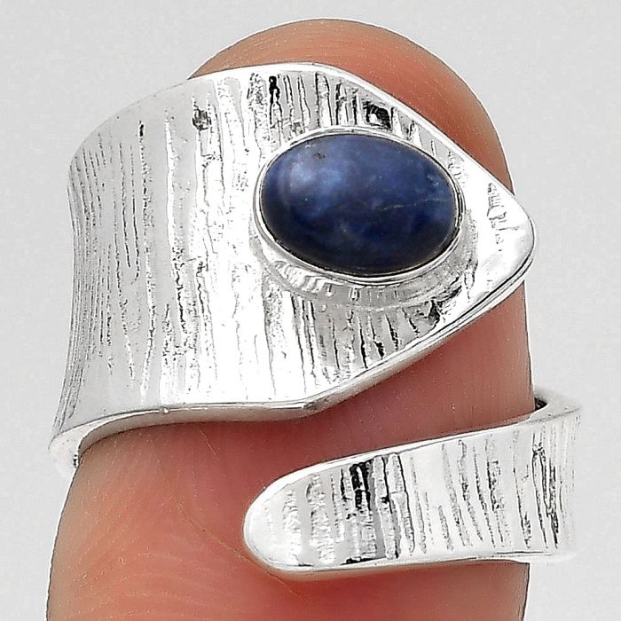 Adjustable - Natural Sodalite Ring size-6.5 SDR141337 R-1374, 5x7 mm