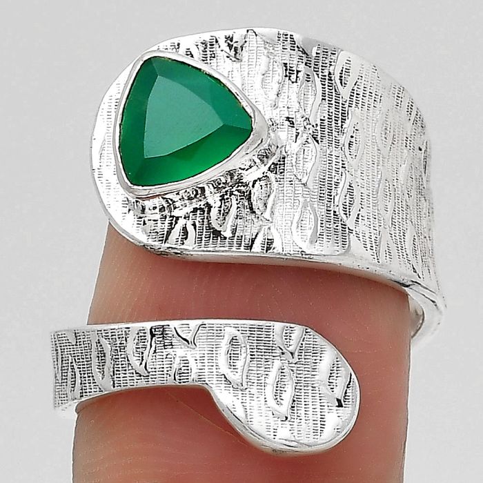 Adjustable - Natural Green Onyx Ring size-7 SDR141362 R-1374, 7x7 mm