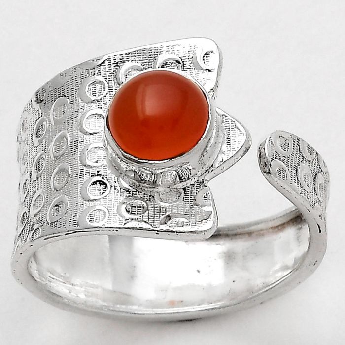 Adjustable - Natural Carnelian Ring size-8 SDR141421 R-1381, 7x7 mm