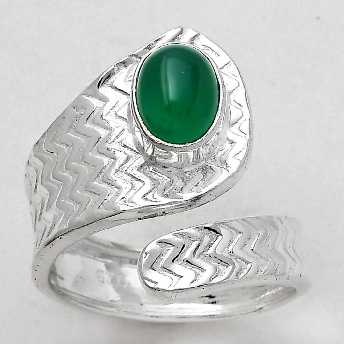 Adjustable - Natural Green Onyx Ring size-7 SDR141554 R-1374, 6x8 mm