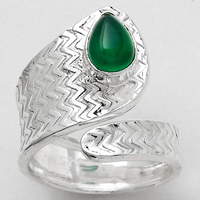 Adjustable - Natural Green Onyx Ring size-6 SDR141559 R-1374, 5x7 mm