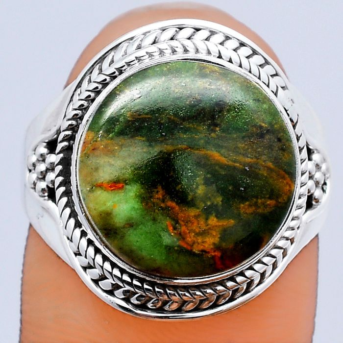 Natural Turkish Rainforest Chrysocolla Ring size-9 SDR141902 R-1312, 13x13 mm