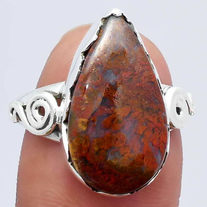 Natural Red Moss Agate Ring size-7 SDR142053 R-1315, 12x20 mm