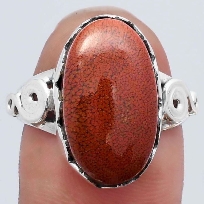 Natural Red Moss Agate Ring size-7.5 SDR142056 R-1315, 11x18 mm