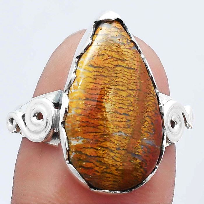 Natural Red Moss Agate Ring size-7.5 SDR142069 R-1315, 11x19 mm