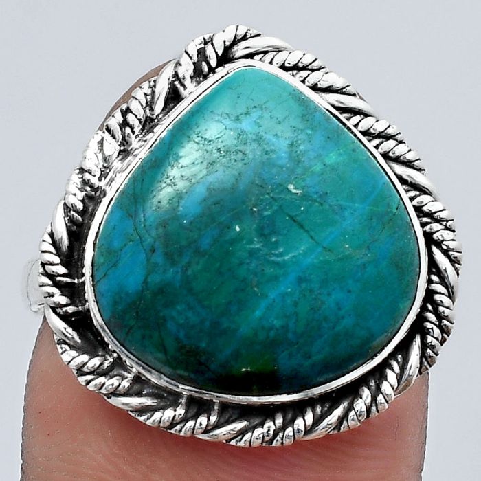 Natural Azurite Chrysocolla Ring size-8 SDR142317 R-1013, 15x15 mm