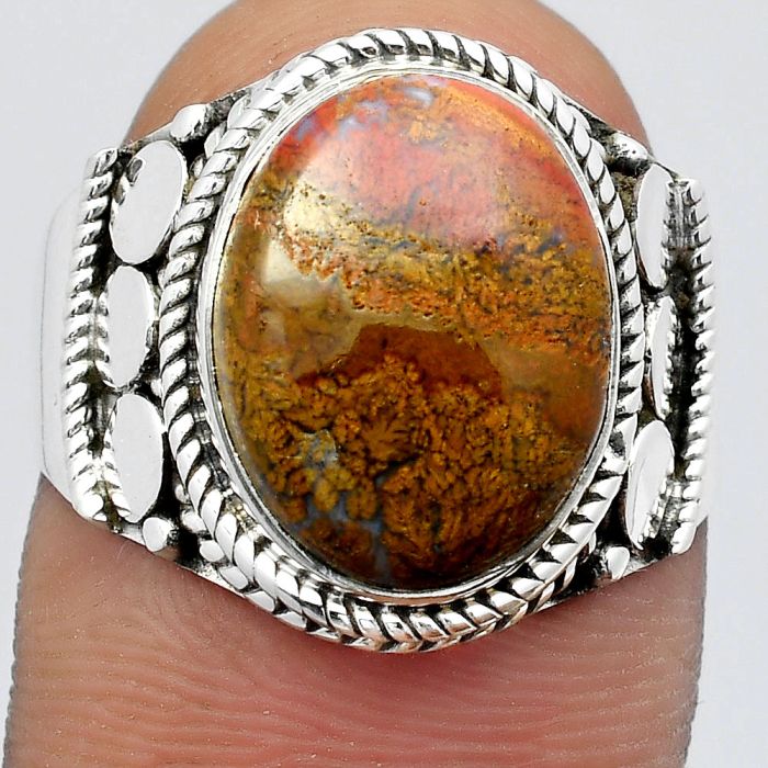 Natural Red Moss Agate Ring size-8 SDR142655 R-1579, 10x14 mm