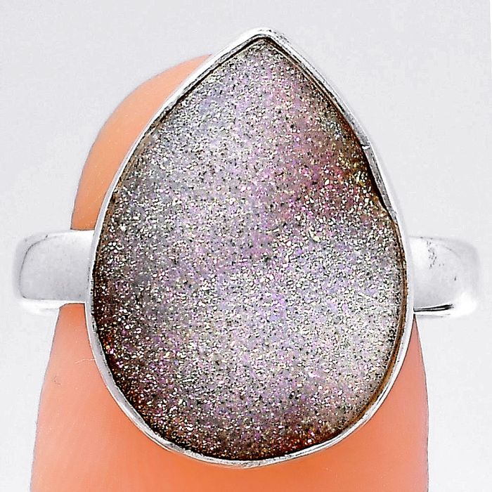 Natural White Titanium Druzy Ring size-8 SDR145955 R-1001, 13x18 mm