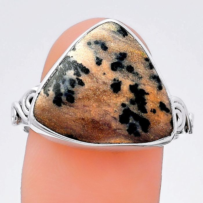 Natural Russian Honey Dendrite Opal Ring size-9 SDR146778 R-1315, 15x17 mm