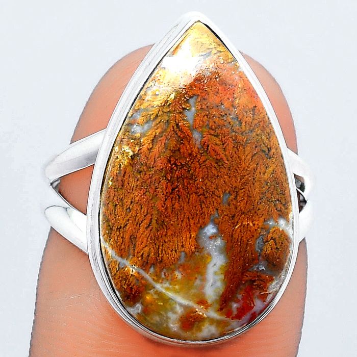 Natural Red Moss Agate Ring size-7 SDR148189 R-1008, 13x21 mm