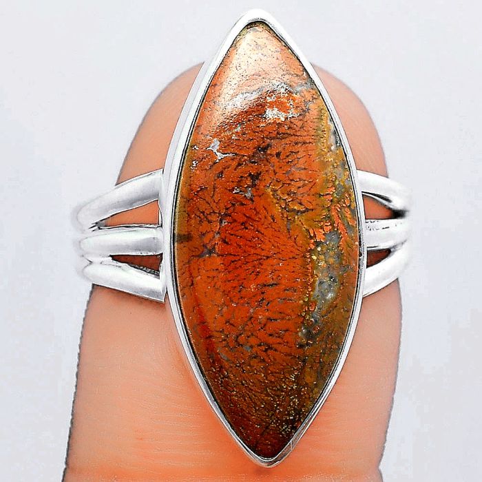 Natural Red Moss Agate Ring size-8 SDR148224 R-1003, 11x25 mm