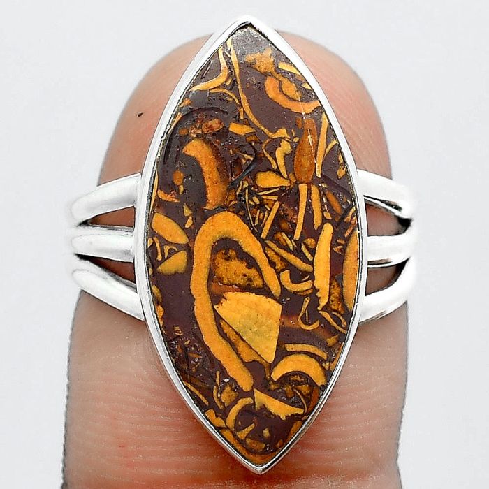 Coquina Fossil Jasper - India Ring size-7.5 SDR148235 R-1003, 12x23 mm