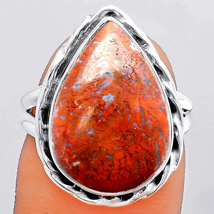 Natural Red Moss Agate Ring size-7 SDR148350 R-1083, 13x19 mm