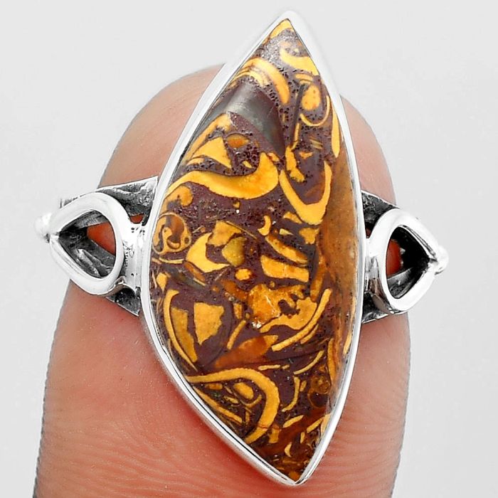 Natural Coquina Fossil Jasper - India Ring size-7 SDR148481 R-1224, 10x23 mm