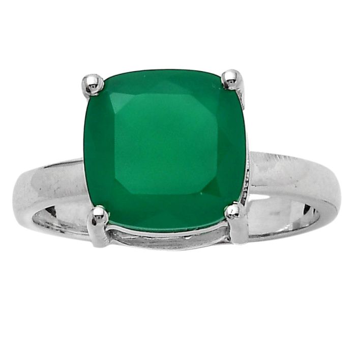 Natural Green Onyx Ring size-8 SDR149169 R-1019, 10x10 mm