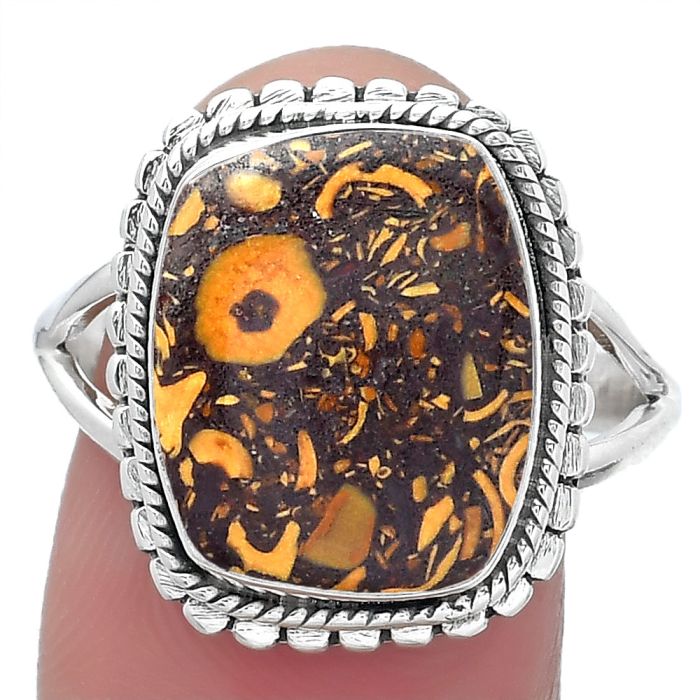 Coquina Fossil Jasper - India Ring size-9.5 SDR149922 R-1245, 12x15 mm