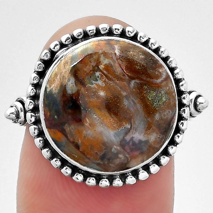 Natural Purple Cow Jasper Ring size-8 SDR150758 R-1071, 14x14 mm