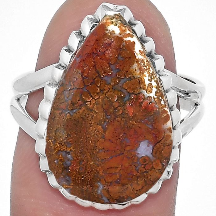 Natural Red Moss Agate Ring size-8 SDR150880 R-1652, 13x19 mm