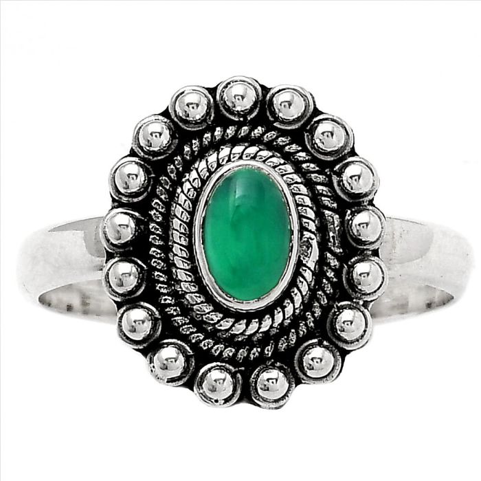 Natural Green Onyx Ring size-7.5 SDR151195 R-1124, 4x6 mm