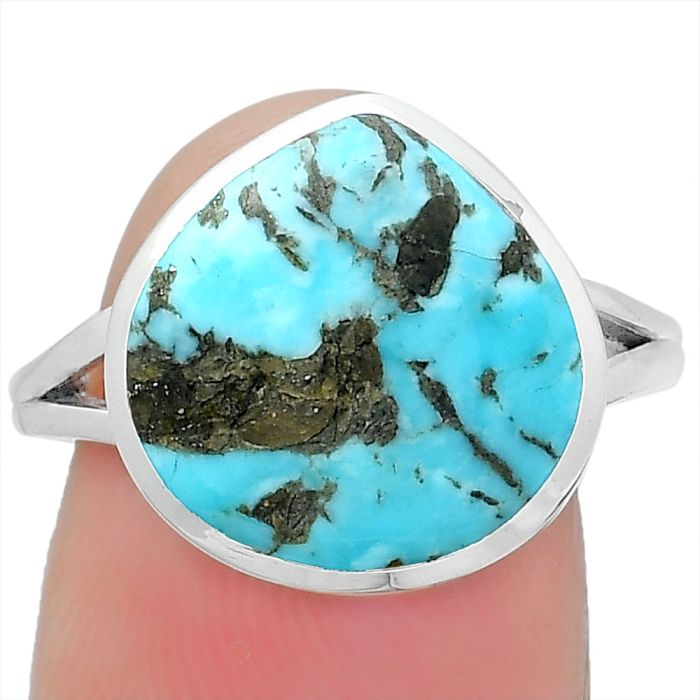 Natural Turquoise Morenci Mine Ring size-8 SDR151239 R-1005, 13x13 mm