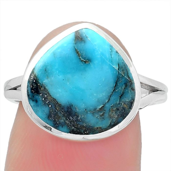 Natural Turquoise Morenci Mine Ring size-8 SDR151241 R-1005, 13x13 mm