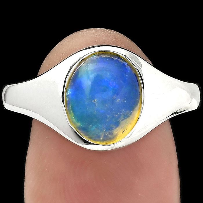 Natural Ethiopian Opal Ring size-7 SDR151489 R-1115, 8x10 mm