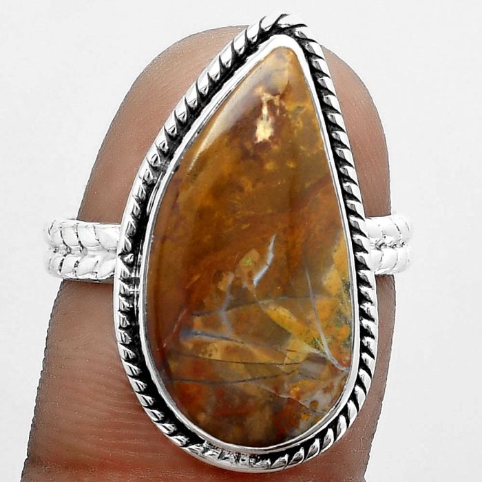 Natural Red Moss Agate Ring size-8 SDR151604 R-1009, 11x21 mm