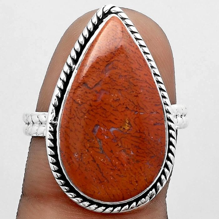 Natural Red Moss Agate Ring size-9 SDR151607 R-1009, 13x23 mm