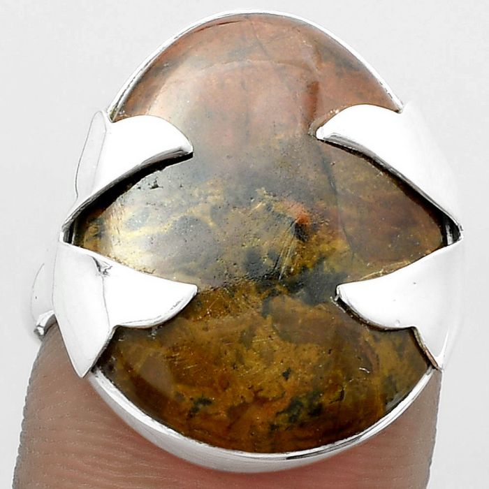 Natural Red Moss Agate Ring size-7 SDR151630 R-1354, 17x20 mm