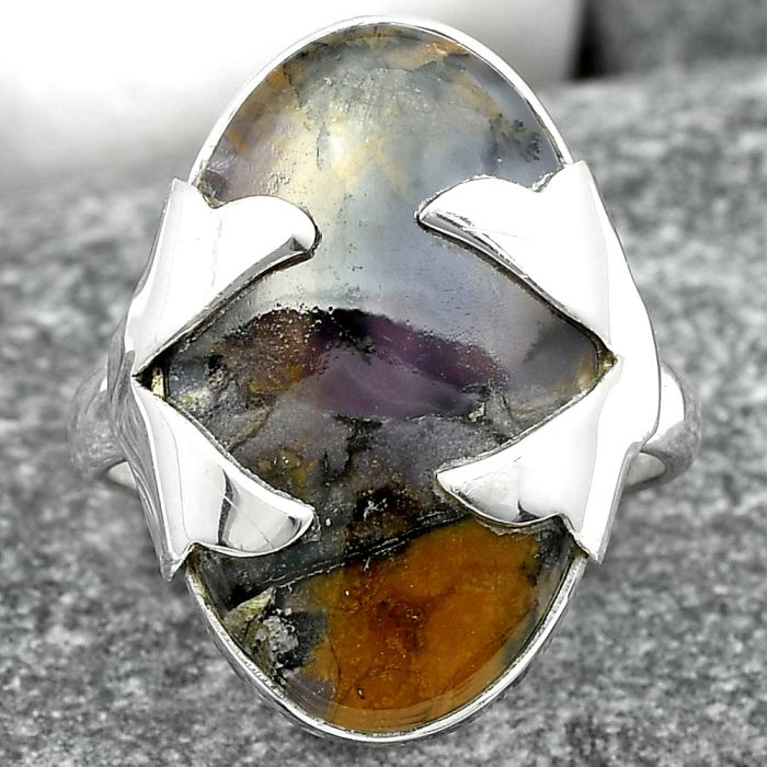 Natural Purple Cow Jasper Ring size-8 SDR151648 R-1354, 14x22 mm