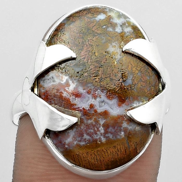 Natural Red Moss Agate Ring size-8.5 SDR151666 R-1354, 16x21 mm